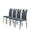 A set of 4 leather dining chairs with cushion and high back; painted metal legs; suitable for dining room; kitchen and living room X4 (LIGHT GREY)