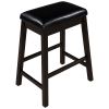 TOPMAX 4 Pieces Counter Height Wood Kitchen Dining Upholstered Stools for Small Places; Brown Finish+ Black Cushion