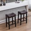 Counter Height 29&quot; Bar Stools for Kitchen Counter Backless Faux Leather Stools Farmhouse Island Chairs (29 Inch; Brown; Set of 2)