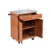 Wooden Kitchen Rolling Storage Cabinet with Stainless Steel Top