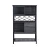 Industrial Bar Cabinet with Wine Rack for Liquor and Glasses;  Wood and Metal Cabinet for Home Kitchen Storage Cabinet