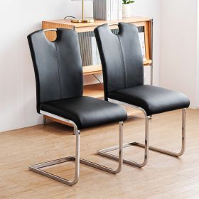 Set of 2 Faux Leather Black Upholstered Side Kitchen and Dining Room Chair