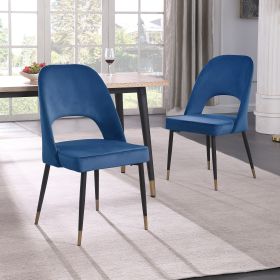 Dining Chairs Set of 2; Velvet Dining Chairs; Mid Century Modern Dining Chairs; Upholstered Chairs for Dining Room; Kitchen -(Blue)