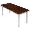 TOPMAX 2-Piece Retro Farmhouse Solid Wood Kitchen Dining Benches Set; Cherry+White