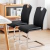 Set of 2 Faux Leather Black Upholstered Side Kitchen and Dining Room Chair