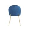 Velvet Seat Chair with Metal Legs for Kitchen Dining Room; Pack of 2. Blue