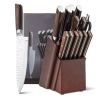 15 Pieces Stainless Steel Knife Block Set with Ergonomic Handle