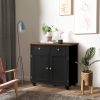 Modern Sideboard Buffet Cabinet with Storage Cabinets; Drawers and Shelves for Living Room; Kitchen; Black