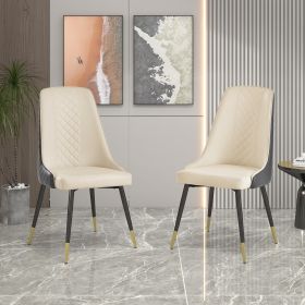 TREXM Kitchen Dining Chairs Set of 2; PU Leather Dining Chairs with Solid Wood and Metal Legs (Gray)
