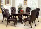 Traditional Formal Set of 2 Side Chairs Brown Cherry Solid wood Chair Padded Leatherette Tufted Upholstered Kitchen Dining Room Furniture