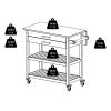 Langdon Kitchen Cart, Drop Leaf, Cappuccino and Natural