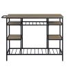 Lona Kitchen Island; Rustic Oak &amp; Black Finish AC00325
