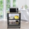 3-Tier Kitchen Microwave Cart;  Rolling Kitchen Utility Cart;  Standing Bakers Rack Storage Cart with Metal Frame for Living Room White RT