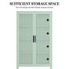 Double Glass Door Storage Cabinet with Adjustable Shelves and Feet Cold-Rolled Steel Sideboard Furniture for Living Room Kitchen Mint green