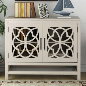 U-style Wood Storage Cabinet with Doors and Adjustable Shelf; Entryway Kitchen Dining Room; Cream White