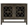U-style Wood Storage Cabinet with Doors and Adjustable Shelf; Entryway Kitchen Dining Room; Grey