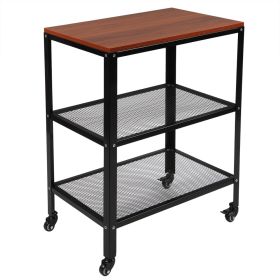 3-Tier Kitchen Microwave Cart, Rolling Kitchen Utility Cart, Standing Bakers Rack Storage Cart with Metal Frame for Living Room Brown