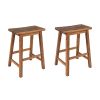 TOPMAX Farmhouse Rustic 2-piece Counter Height Wood Kitchen Dining Stools for Small Places; Walnut