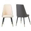 TREXM Kitchen Dining Chairs Set of 2; PU Leather Dining Chairs with Solid Wood and Metal Legs (Gray)