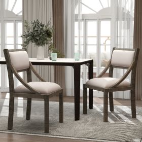 TREXM Retro Wood Dining Chairs Set of 2; Upholstered Chairs with Solid Wood Legs and Frame for Kitchen; Living Room; Dining Room (Gray)