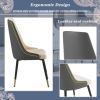 TREXM Kitchen Dining Chairs Set of 2; PU Leather Dining Chairs with Solid Wood and Metal Legs (Gray)
