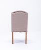 Wing Back Tufted Botton Upholstered Fabric Dining Chairs Set of 2; High Back Farmhouse Kitchen Dining Chairs with Nailheads; Cream