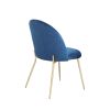 Velvet Seat Chair with Metal Legs for Kitchen Dining Room; Pack of 2. Blue