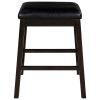 TOPMAX 4 Pieces Counter Height Wood Kitchen Dining Upholstered Stools for Small Places; Brown Finish+ Black Cushion
