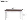 TOPMAX 2-Piece Retro Farmhouse Solid Wood Kitchen Dining Benches Set; Cherry+White