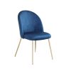 Velvet Seat Chair with Metal Legs for Kitchen Dining Room; Pack of 2. Blue