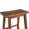 TOPMAX Farmhouse Rustic 2-piece Counter Height Wood Kitchen Dining Stools for Small Places; Walnut