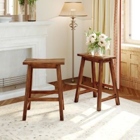 TOPMAX Farmhouse Rustic 2-piece Counter Height Wood Kitchen Dining Stools for Small Places; Walnut