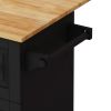 Kitchen Island Cart with 2 Door Cabinet and Three Drawers; 53.5 Inch Width with Spice Rack; Towel Rack (Black)
