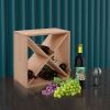 24 Bottle Modular Wine Rack, Stackable Wine Storage Cube for Bar Cellar Kitchen Dining Room, Burlywood