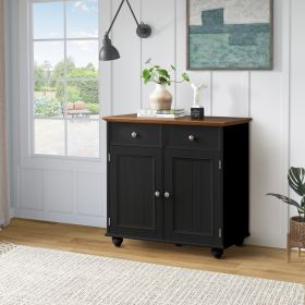 Modern Sideboard Buffet Cabinet with Storage Cabinets; Drawers and Shelves for Living Room; Kitchen; Black