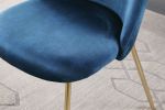 Velvet Seat Chair with Metal Legs for Kitchen Dining Room; Pack of 2. Blue