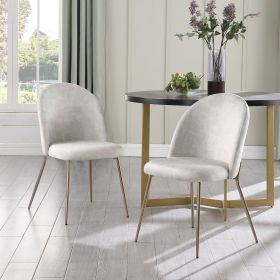 Velvet Seat Chair with Metal Legs for Kitchen Dining Room; Pack of 2. Gray