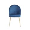 Velvet Seat Chair with Metal Legs for Kitchen Dining Room; Pack of 2. Blue
