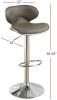 Espresso Faux Leather PVC Bar Stool Counter Height Chairs Set of 2 Adjustable Height Kitchen Island Stools