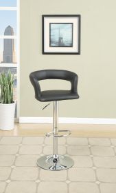 Bar Stool Counter Height Chairs Set of 2 Adjustable Height Kitchen Island Stools Black PVC / Faux Leather