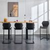 Bar chair modern design for dining and kitchen barstool with metal legs set of 4 (Brown)