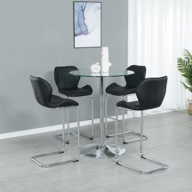 Bar chair modern design for dining and kitchen barstool with metal legs set of 4 (Black)
