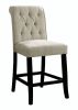 Dining Room Furniture Rustic Style Set of 2 Counter Height Chairs Beige Chenille Fabric Upholstered Tufted Kitchen Breakfast