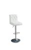 Adjustable Bar stool Gas lift Chair White Faux Leather Tufted Chrome Base Modern Set of 2 Chairs Dining Kitchen