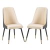 TREXM Kitchen Dining Chairs Set of 2; PU Leather Dining Chairs with Solid Wood and Metal Legs (Gray)