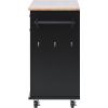 K&K kitchen island cart with Spice Rack; Towel Rack & Drawer; Rubber wood desktop; 5 wheels including 4 lockable wheels; 52.8inch width (Black)