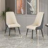 TREXM Kitchen Dining Chairs Set of 2; PU Leather Dining Chairs with Solid Wood and Metal Legs (Gray)