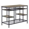 Lona Kitchen Island; Rustic Oak &amp; Black Finish AC00325