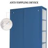 Double Glass Door Storage Cabinet with Adjustable Shelves and Feet Cold-Rolled Steel Sideboard Furniture for Living Room Kitchen Blue