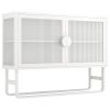 Double Glass Door Storage Cabinet with Adjustable Shelf U-Shaped Leg Cold-Rolled Steel Sideboard Furniture for Living Room Kitchen White